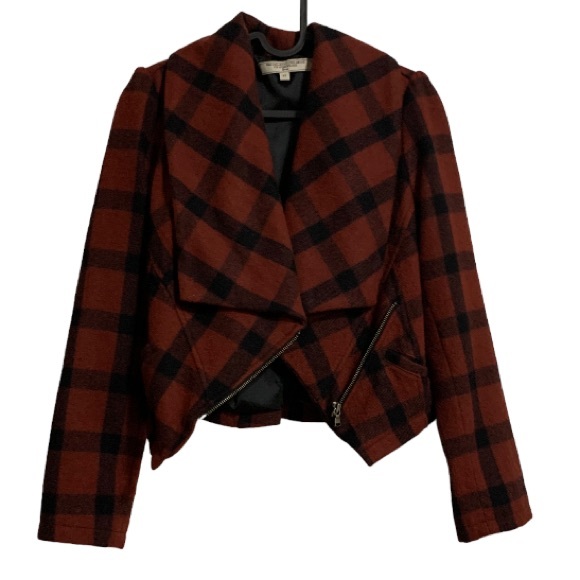 ANTHROPOLOGIE PLAID WOOL Jacket What comes Around Goes Around Sz XS - Picture 2 of 11